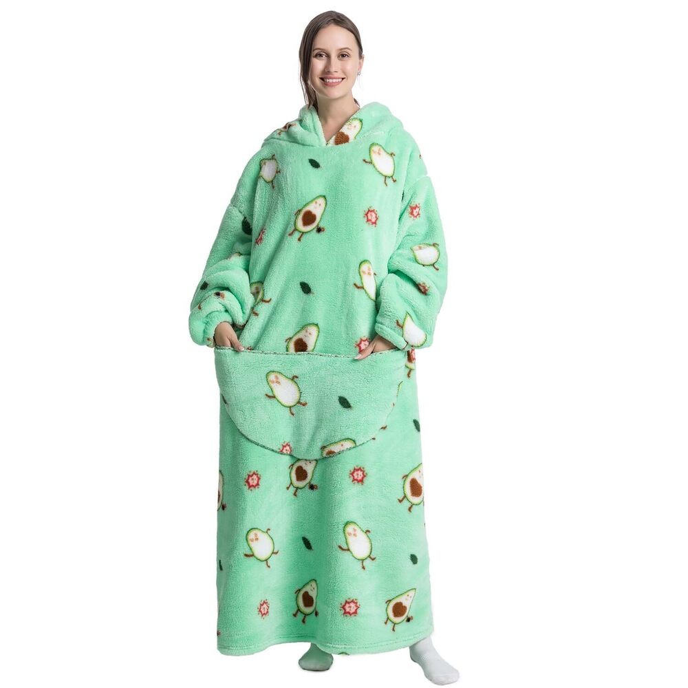 6576 Oversized Blanket Hoodie with Pockets Green Avocado - Extra Long
